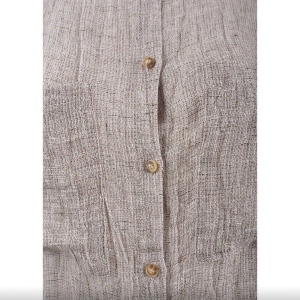 NOT FOR SALEZara Top 100% Linen Neutral Grey Loose Fitting Shirt (item #A22) - Picture 6 of 8